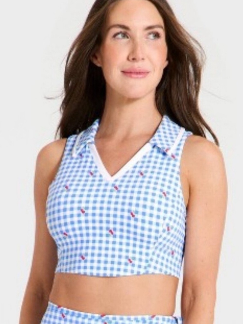NEW Cherry & Gingham V-Neck Crop Top